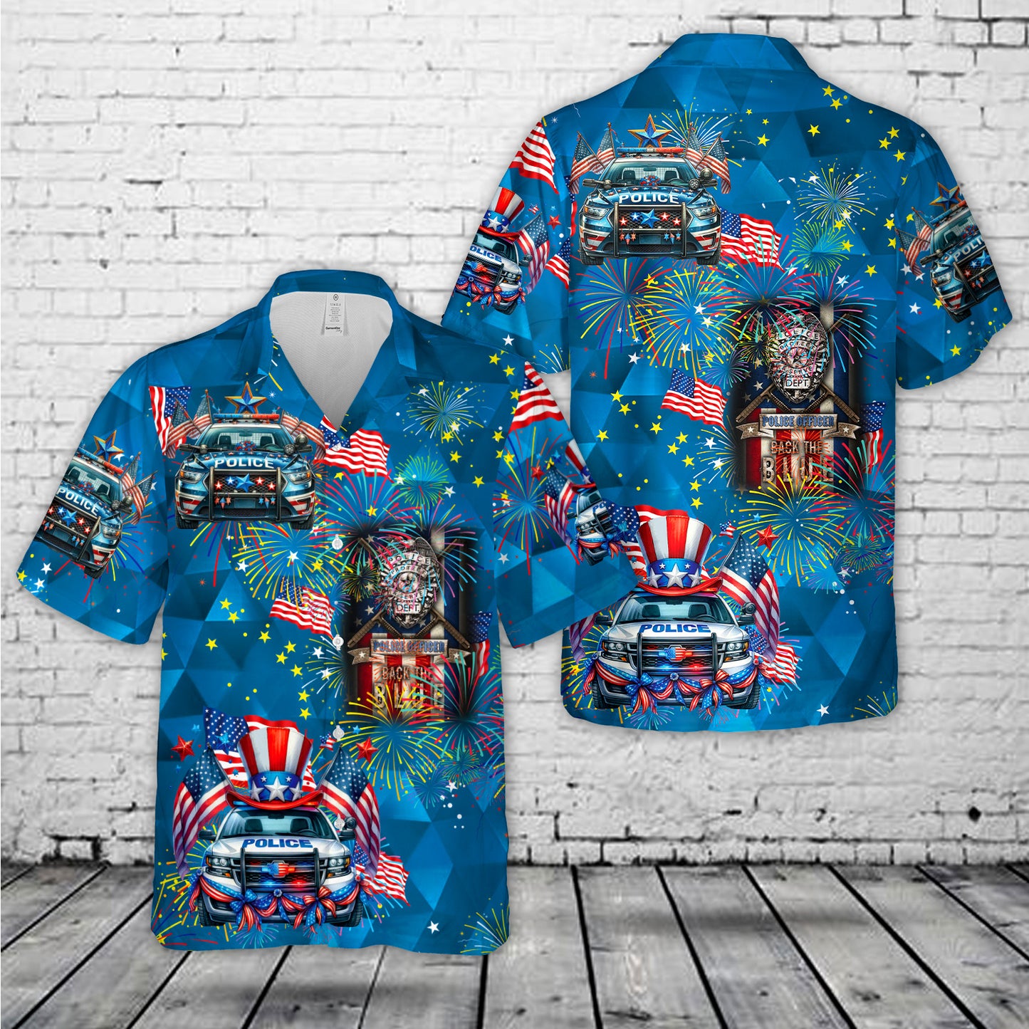 4th Of July Police Car Hawaiian Shirt