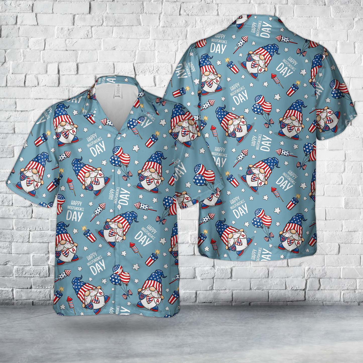 4th of July America Independence With Cute Gnome Hawaiian Shirt