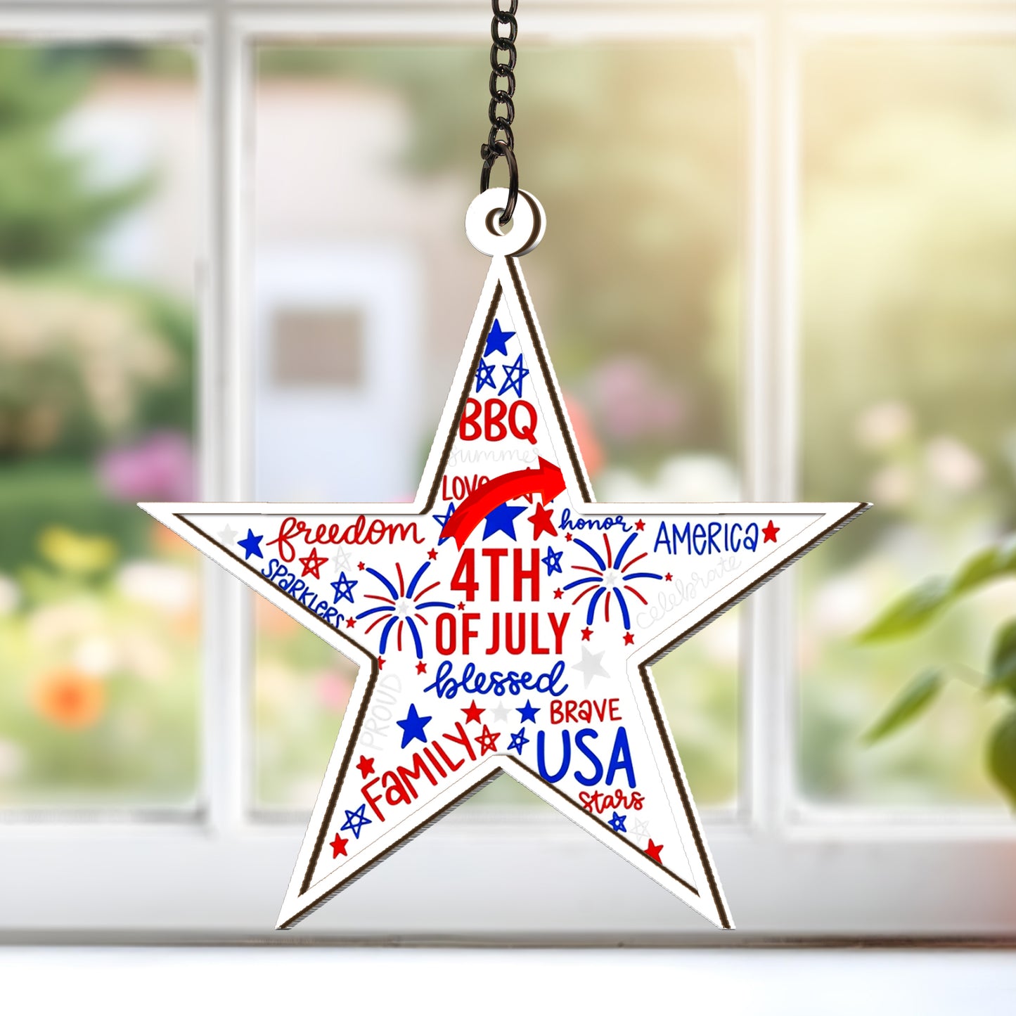 4th of July Custom Shape Window Hanging Suncatcher
