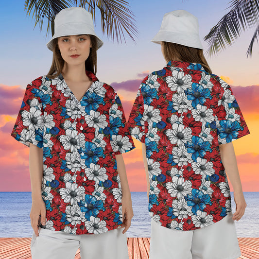 4th of July Floral Regular Fit Hawaiian Shirt