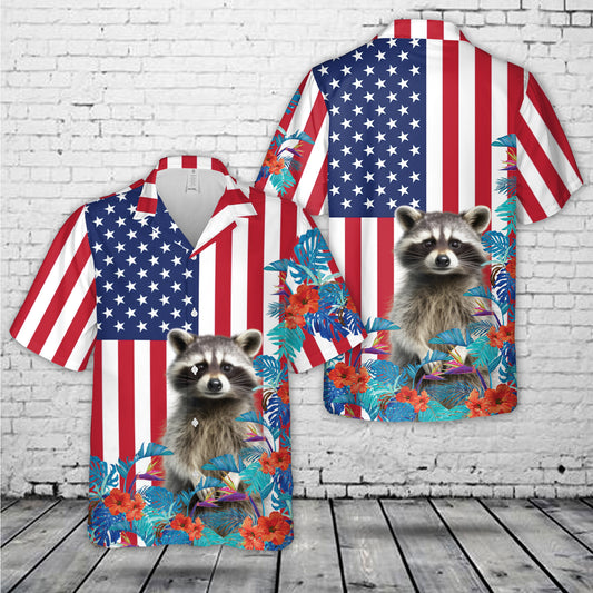 4th of July Racoon Hawaiian Shirt