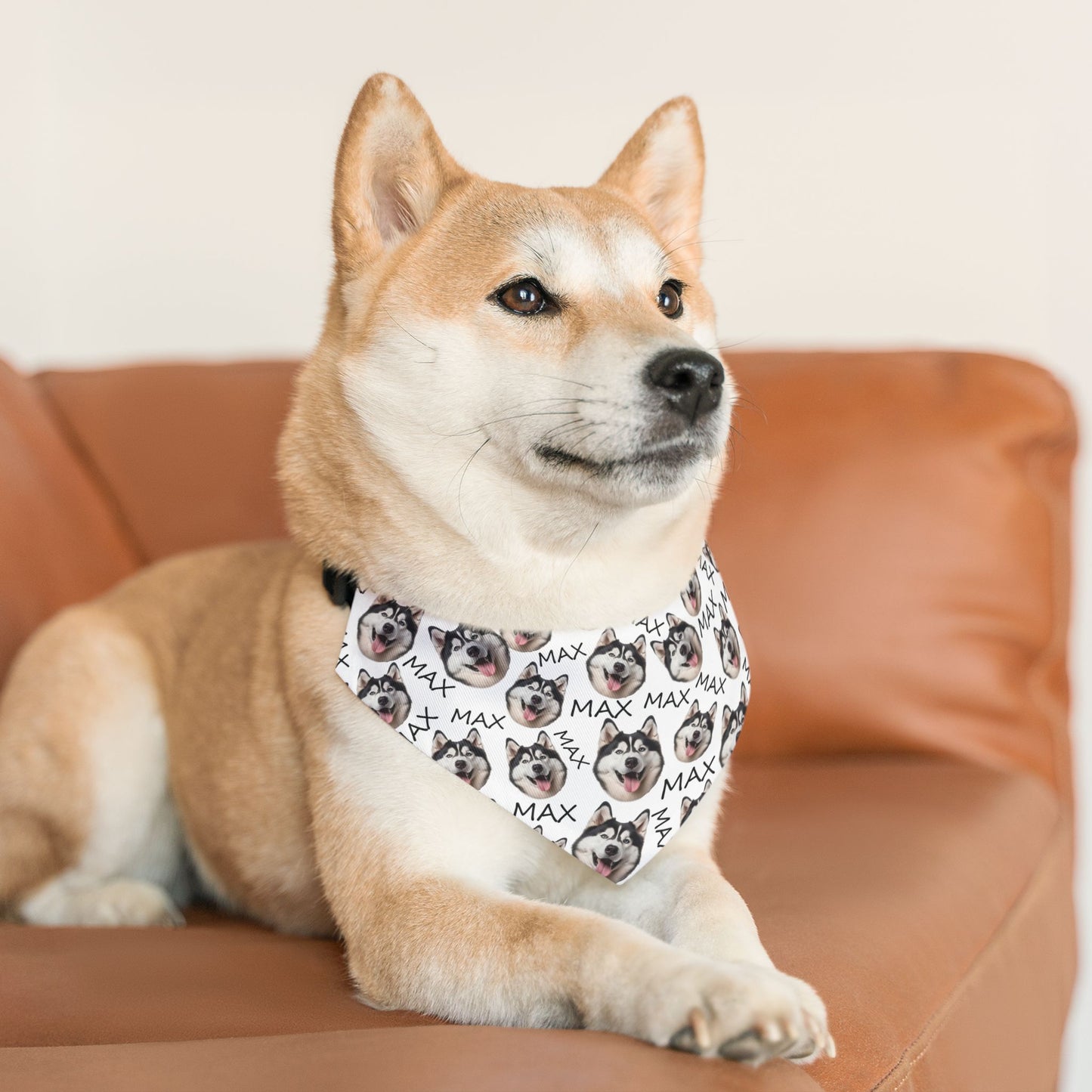 Custom Dog Nam And Face Pet Bandana Collar