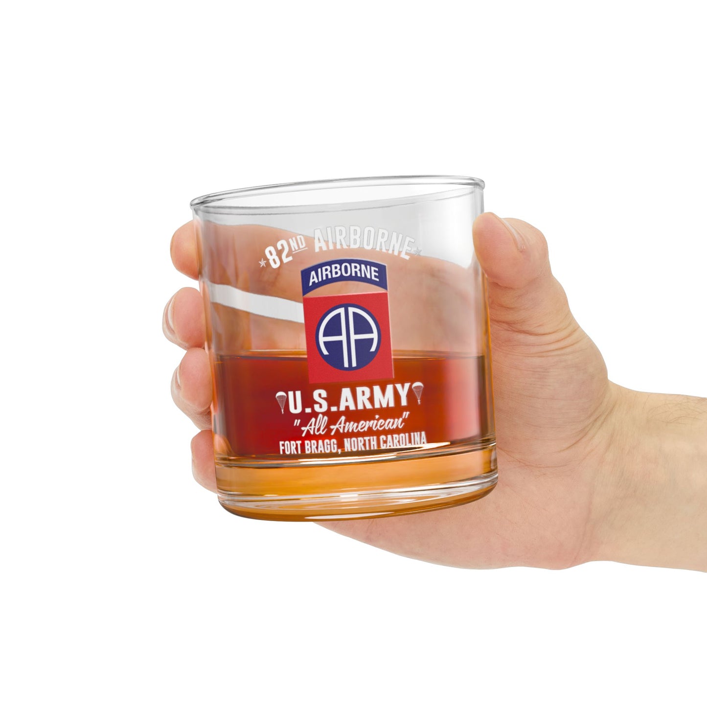 US Army 82nd Airborne Division Fort Bragg NC Rocks Glass, 10oz