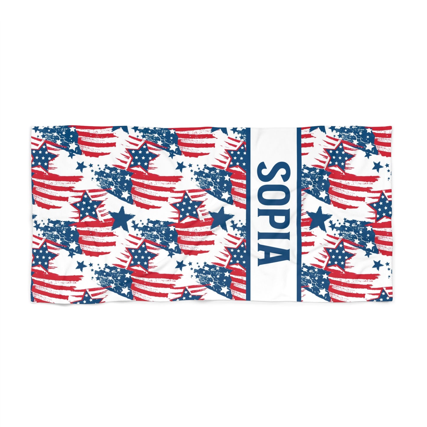 Custom Name 4th Of July Beach Towel