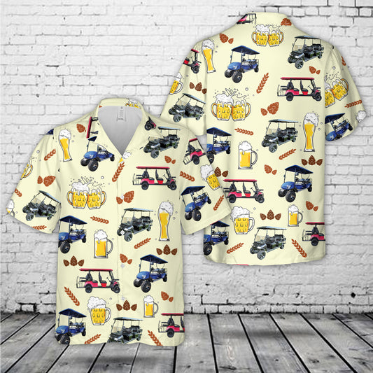 6 Seater Golf Cart & Beer Hawaiian Shirt