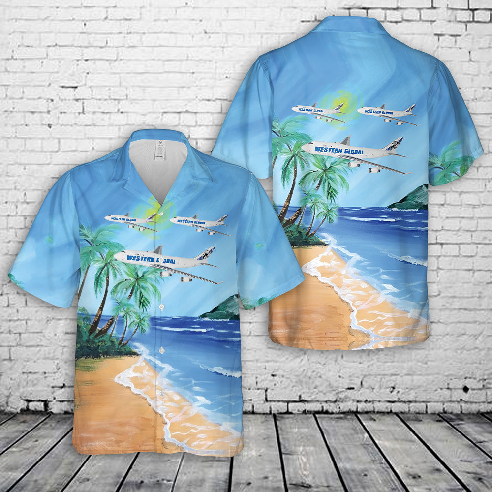 747-400 Western Global air cargo freighter Hawaiian Shirt