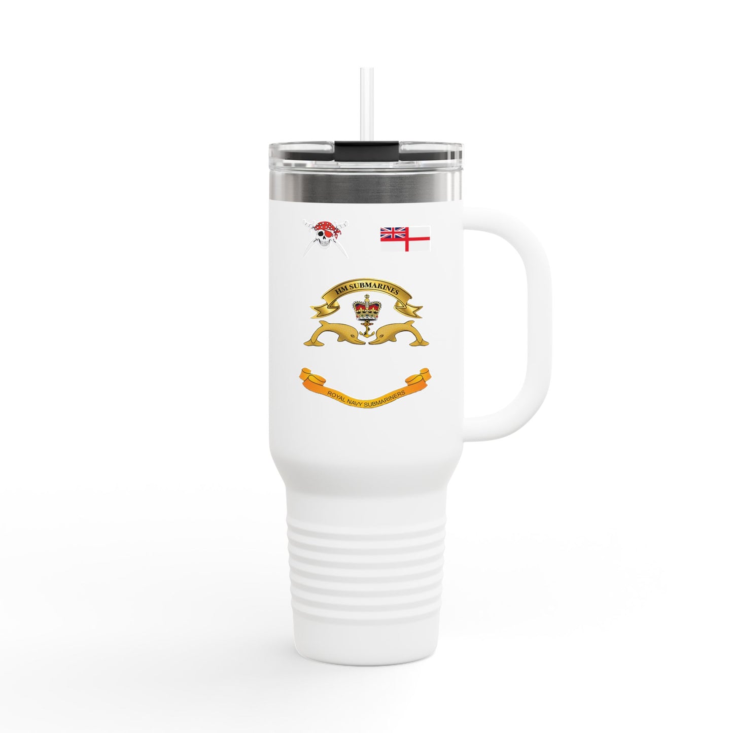 Custom Name, Rank Royal Navy Submarine Service Veteran Insulated Travel Mug, 40oz
