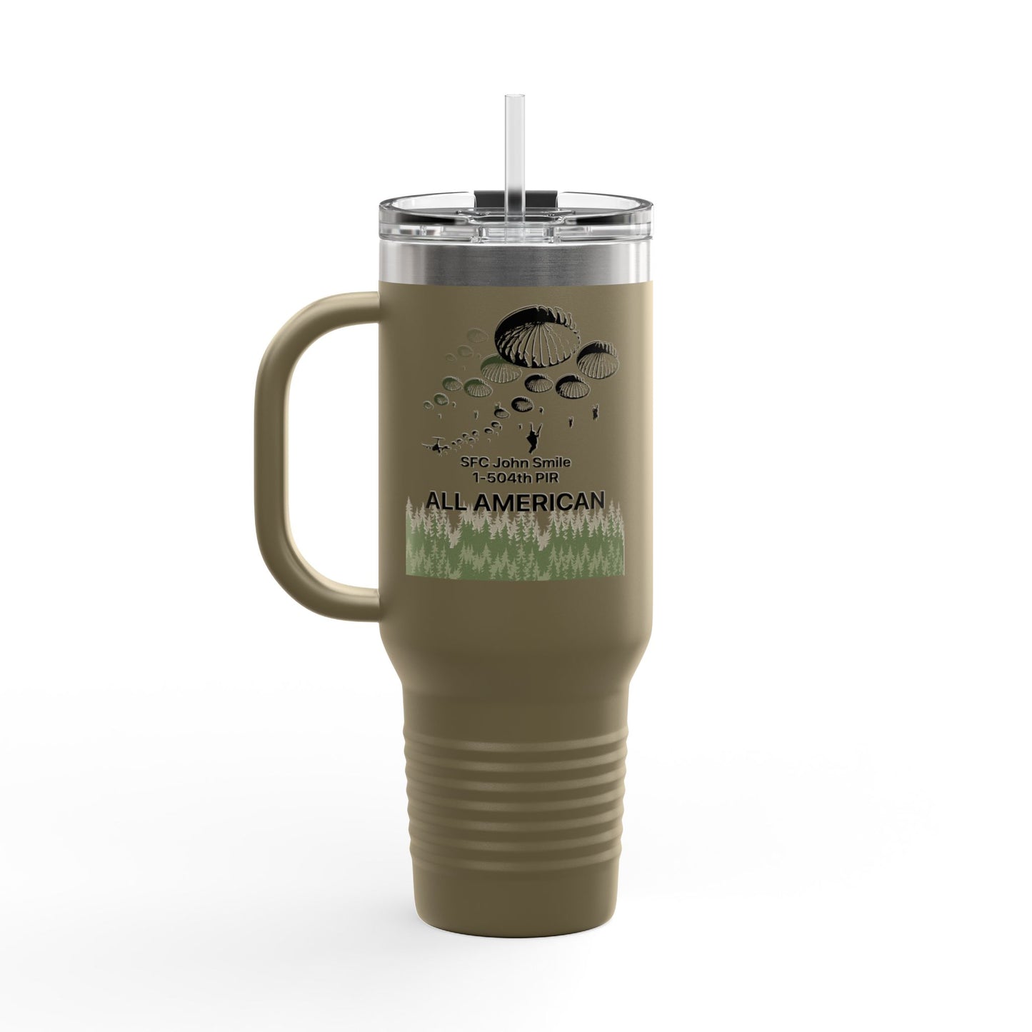 Custom Name, Rank & Unit US Army 82nd Airborne Paratroopers Insulated Travel Mug, 40oz
