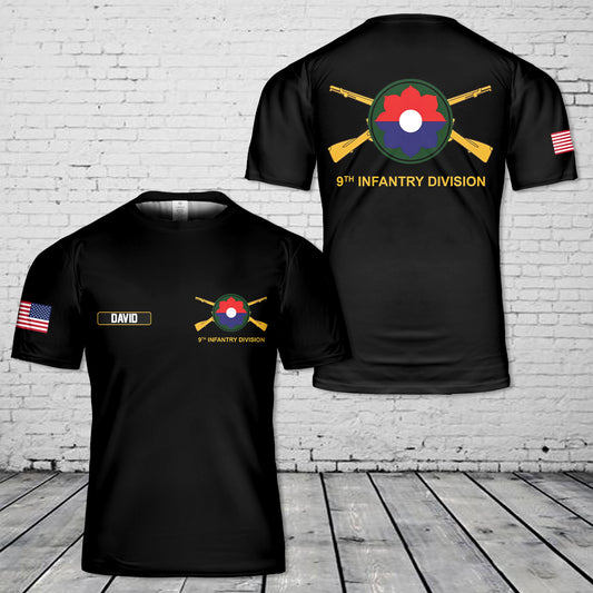 Custom Name US Army 9th Infantry Division 3D T-Shirt