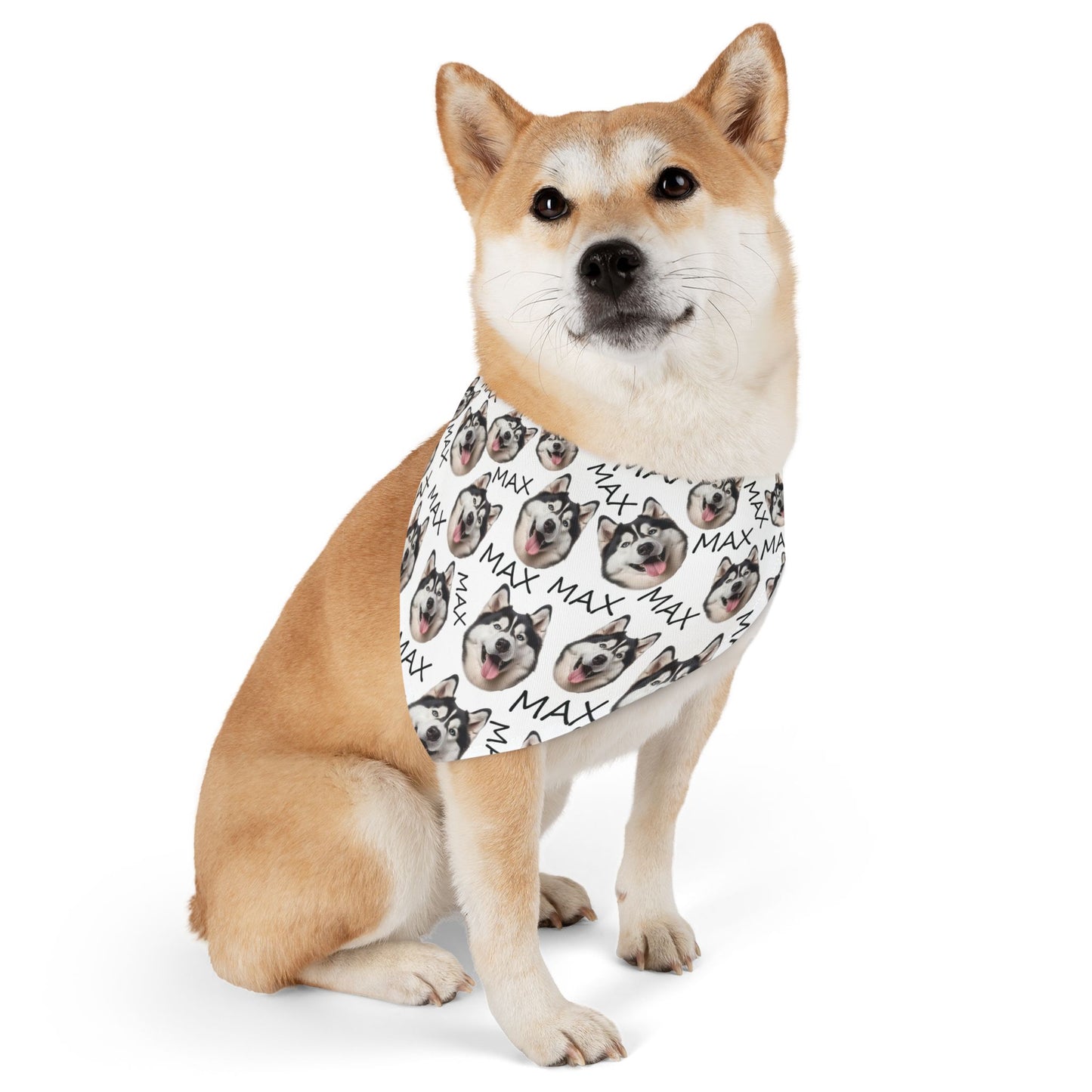 Custom Dog Nam And Face Pet Bandana Collar