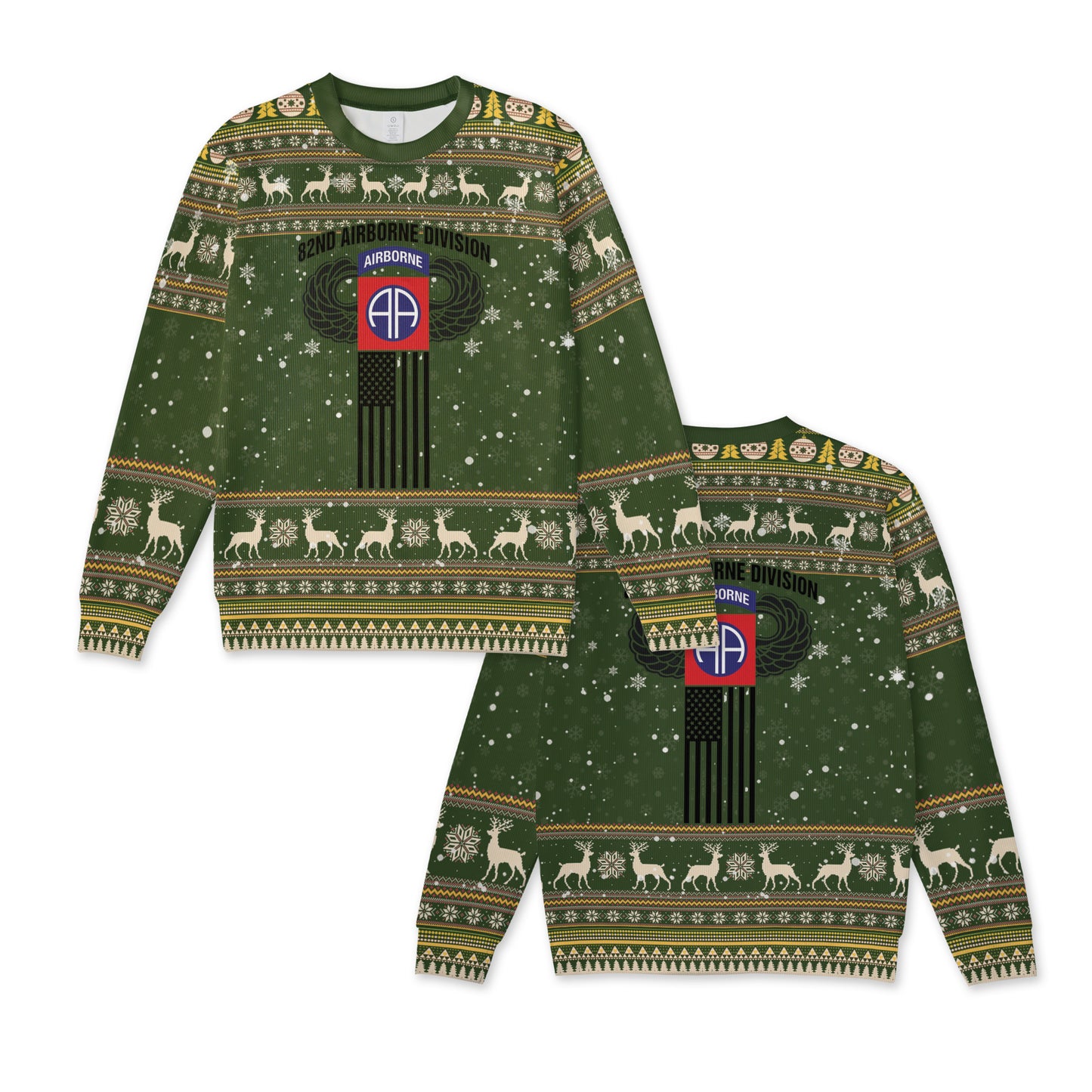 US Army 82nd Airborne Veteran Christmas AOP Knitted Sweater