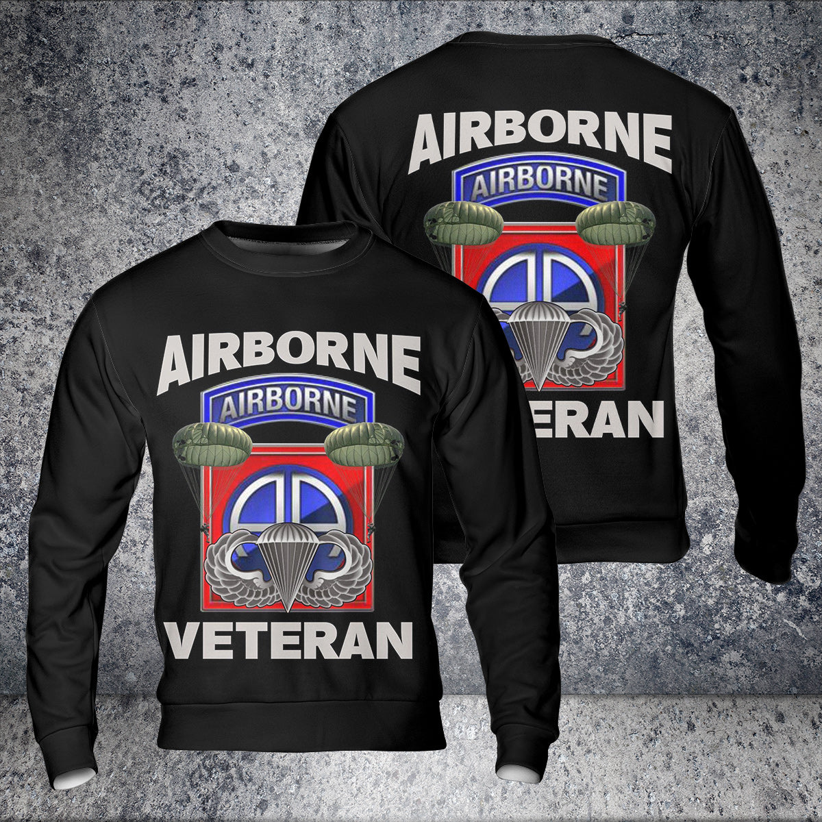 US Army 82nd Airborne Veteran Paratrooper AOP Sweatshirt (Lightweight)