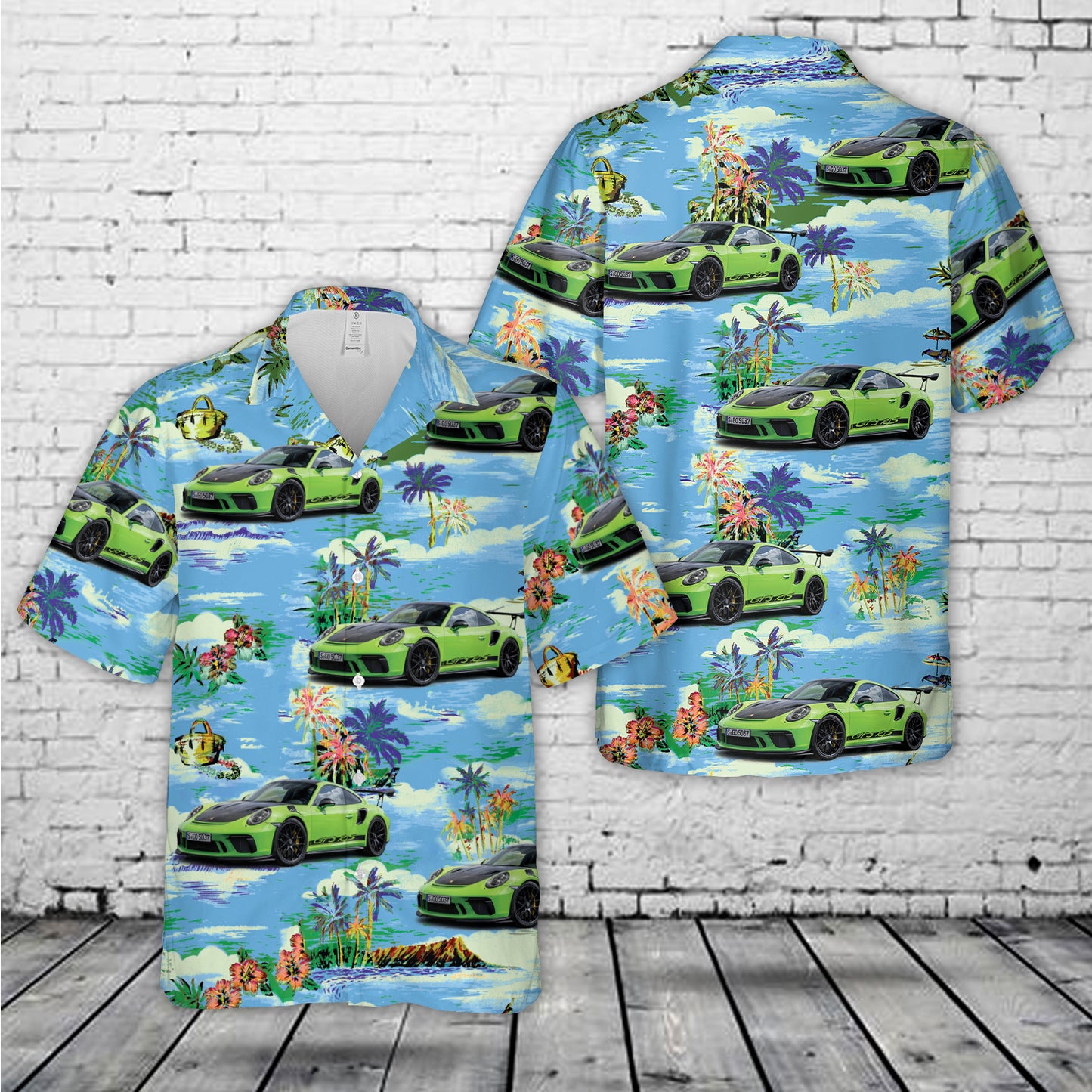 911 GT3 RS with Weissach Package (Lizard Green) Hawaiian Shirt