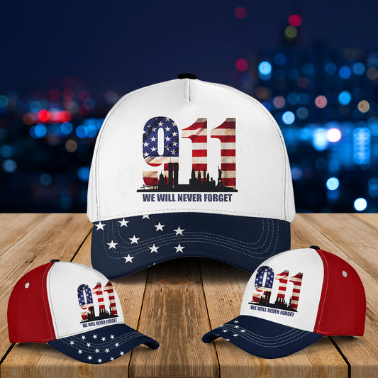 9/11 Memorial We Will Never Forget Baseball Cap