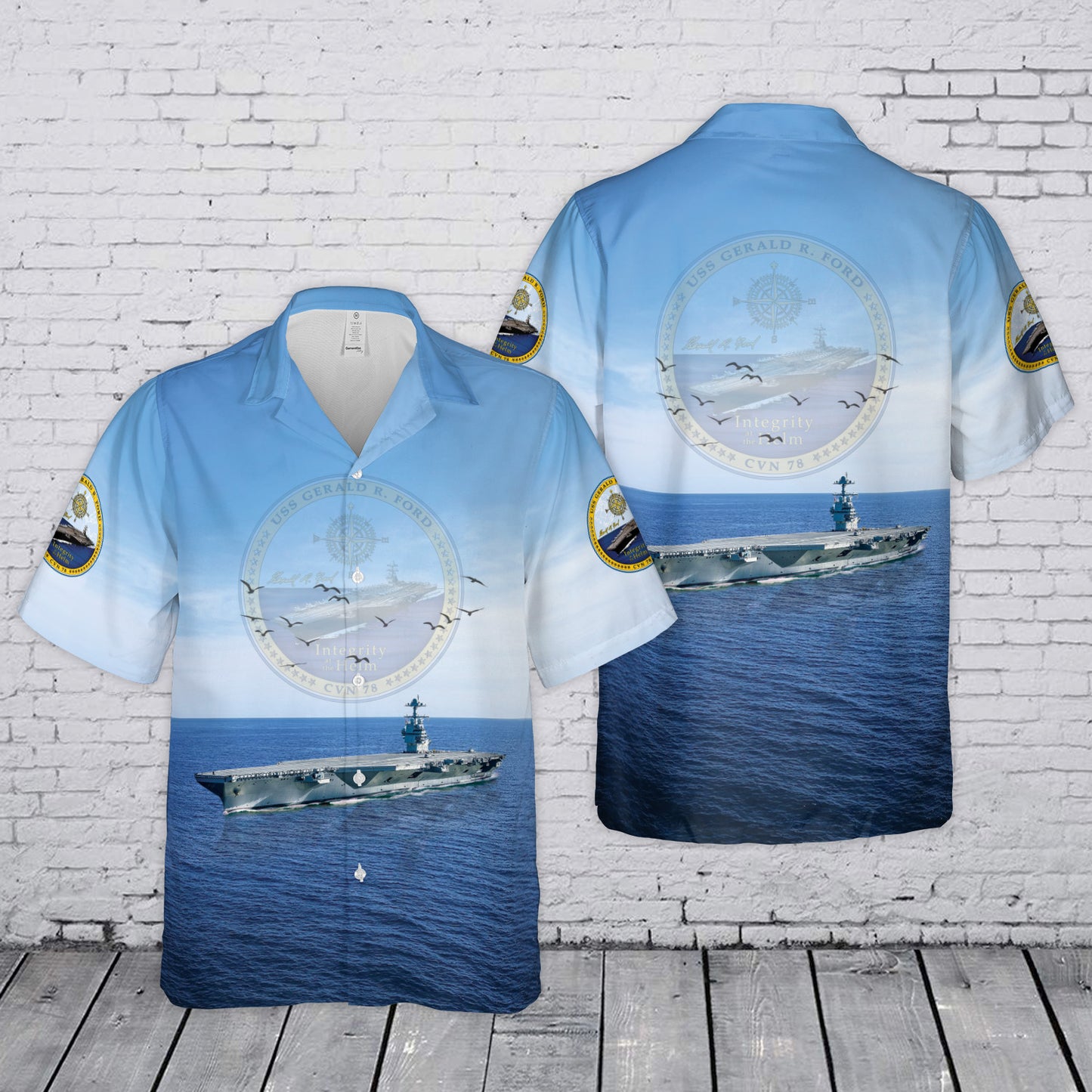 US Navy USS Gerald R. Ford (CVN-78) Hawaiian Shirt