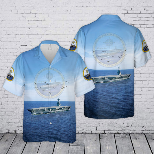 US Navy USS Gerald R. Ford (CVN-78) Hawaiian Shirt