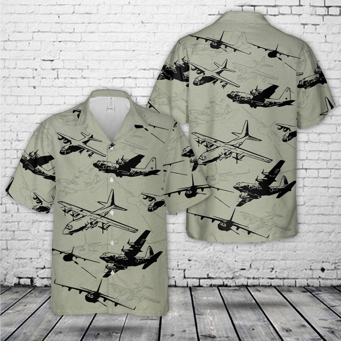 AC-130 Gunship Silhouette Hawaiian Shirt