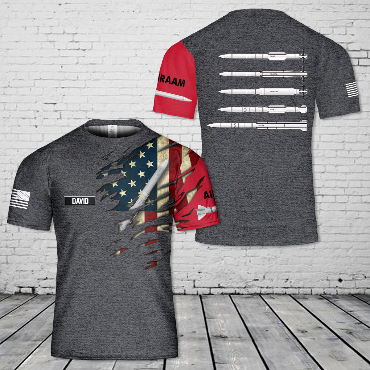 Custom Name AIM-120 AMRAAM air to air missile 3D T-Shirt – Merch Gears