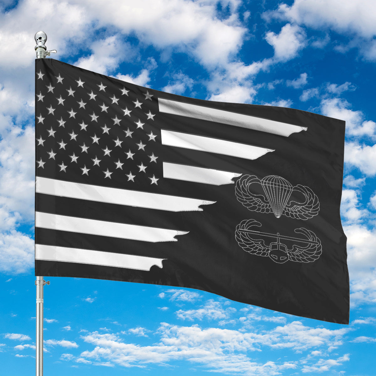 AIRBORNE jump and AIR ASSAULT wings Flag