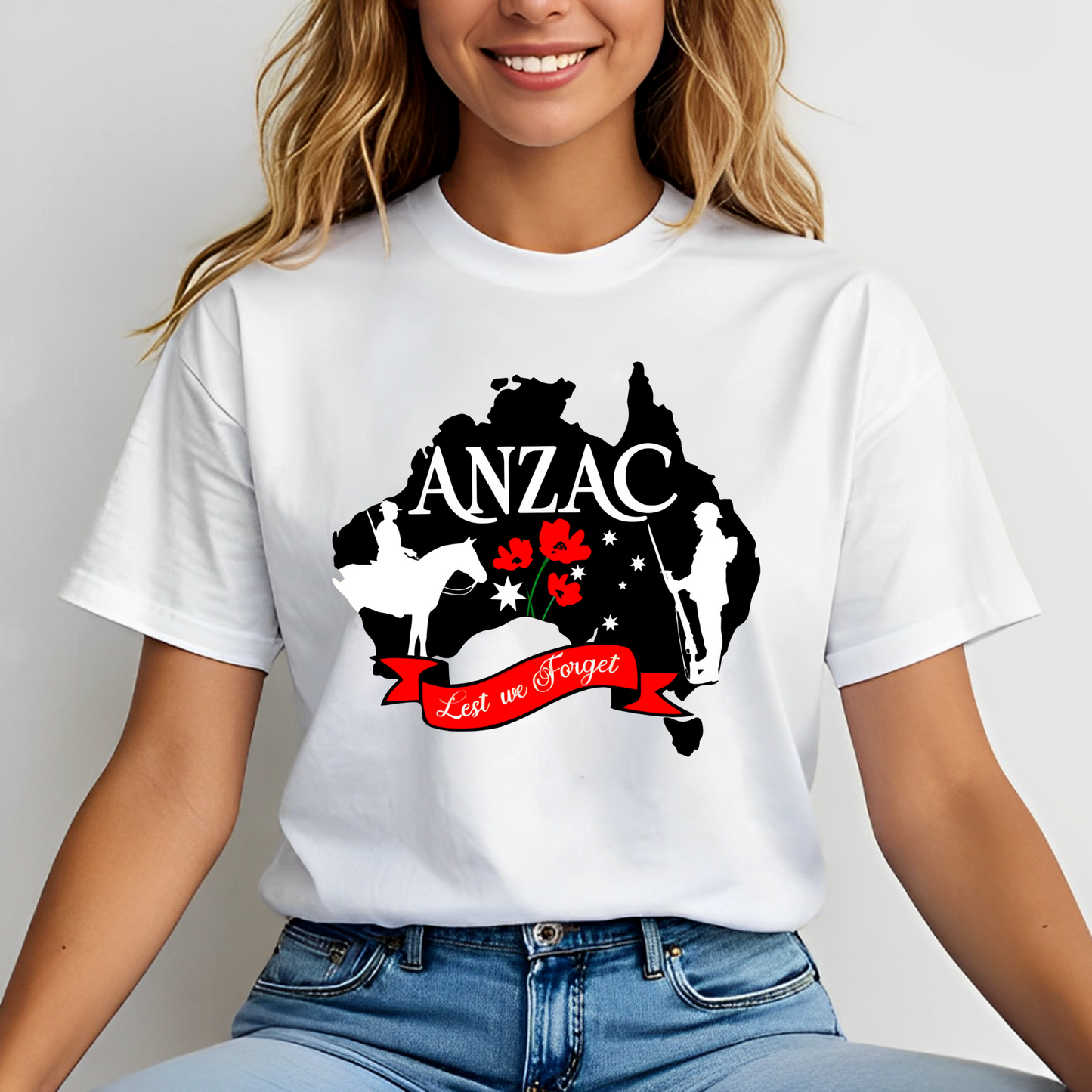 ANZAC Soldier Australia Veteran Lest We Forget Classic Unisex T-Shirt Gildan 5000 (Made In US)