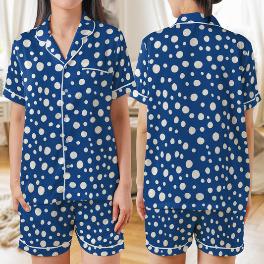 Abstract Modern Leopard Seamless Pattern AOP Satin Short-Sleeve Pajamas Set