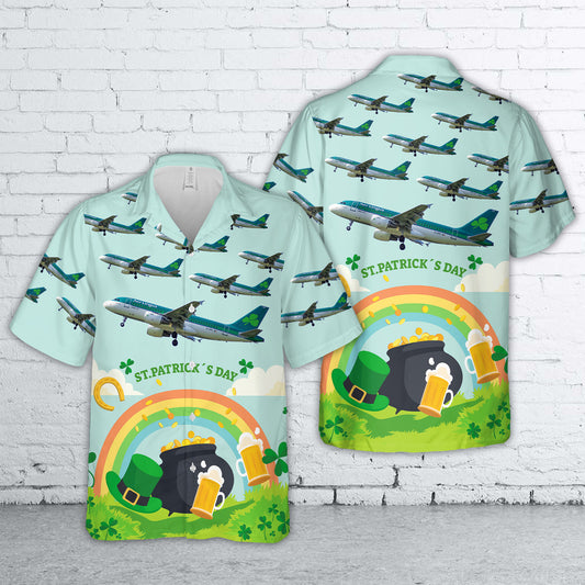 Aer Lingus "St Davnet" Airbus A319-111 EI-EPR, St Patrick's Day Hawaiian Shirt