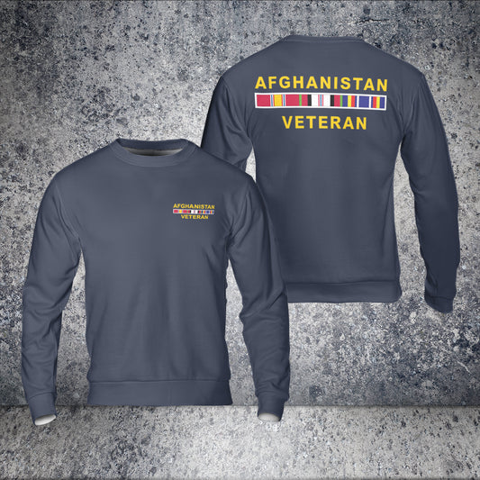 Afghanistan Veteran with Service Ribbons AOP Sweatshirt (Lightweight)