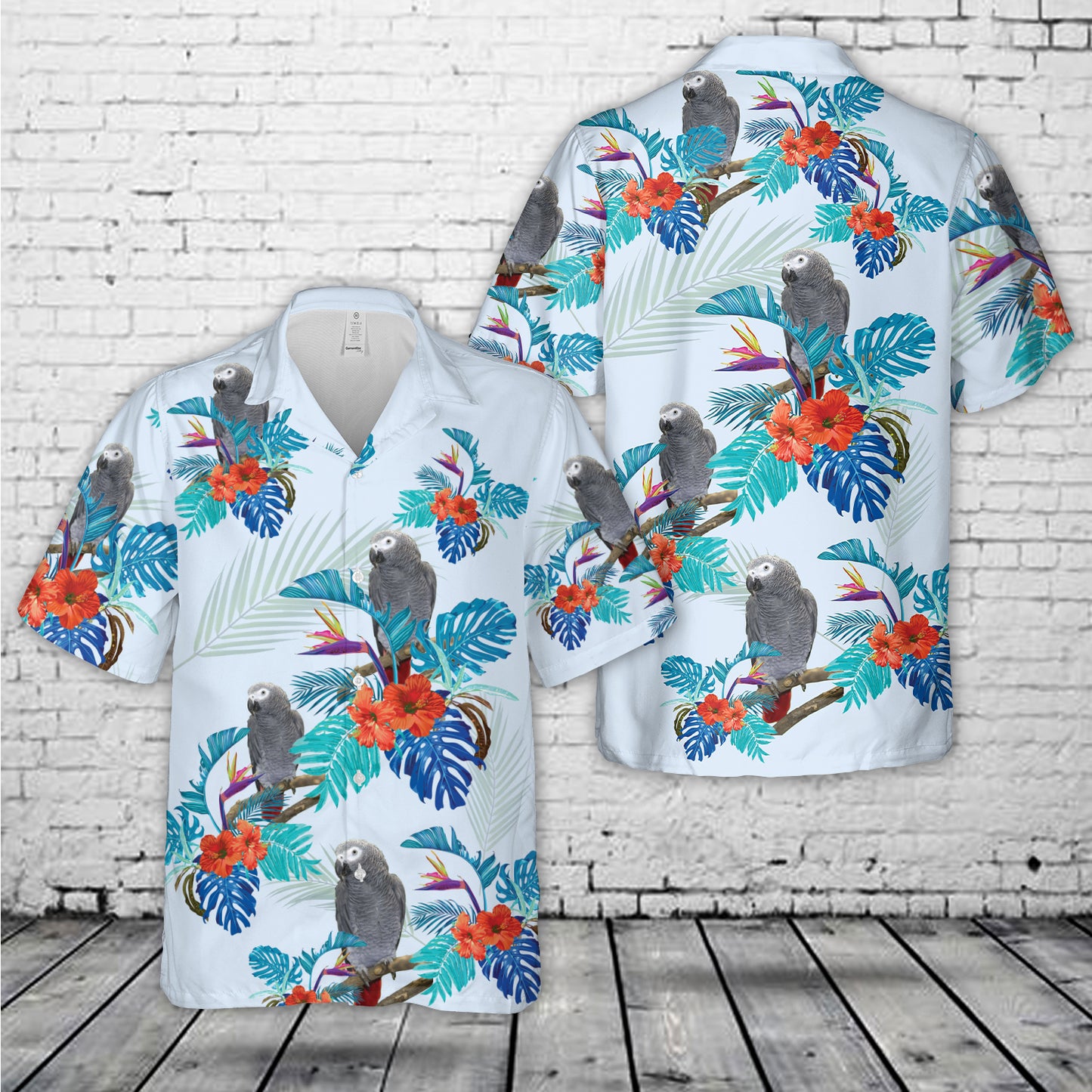 African Gray Parrot Bird Hawaiian Shirt