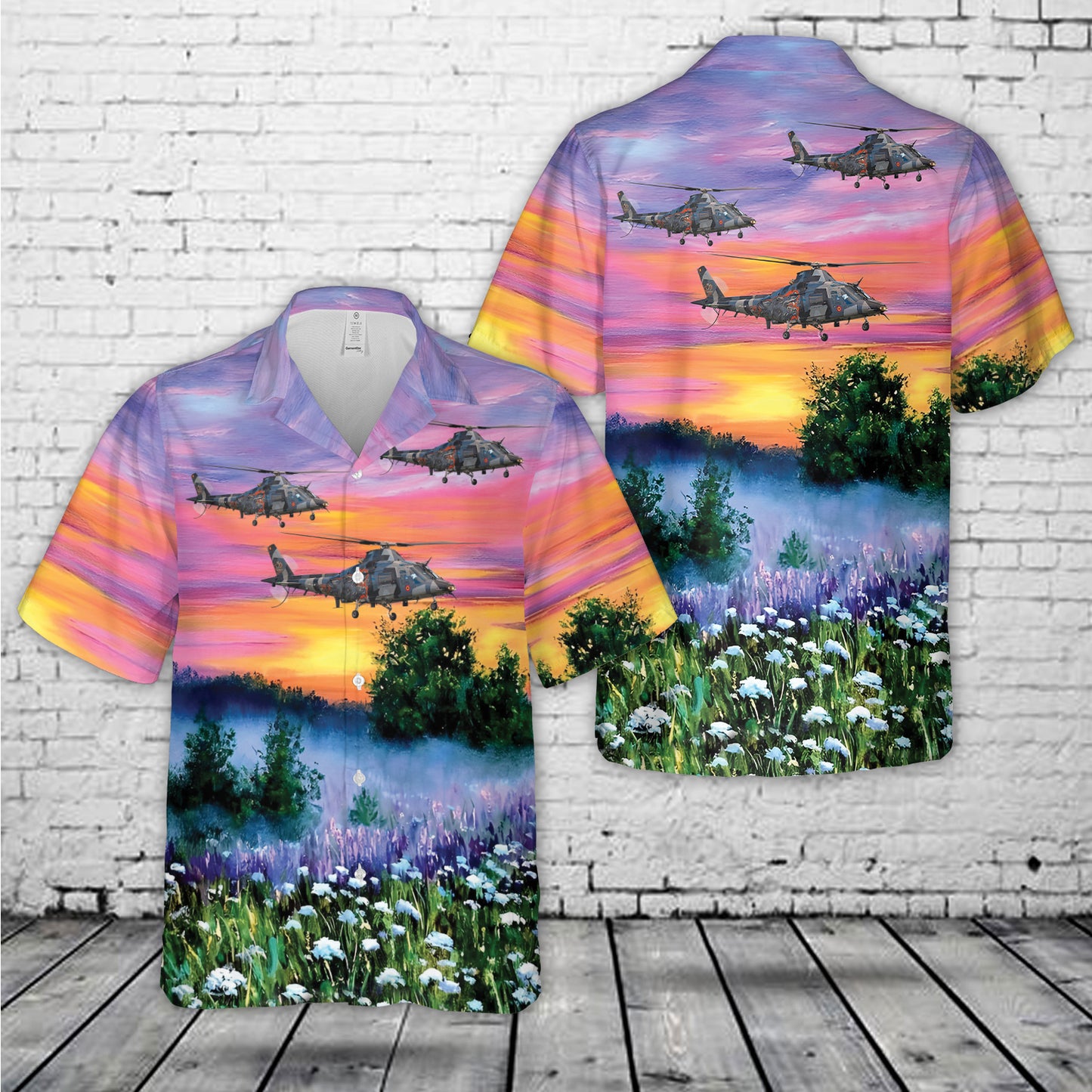 Agusta A109 H46 Helicopter 1st Wing Belgian Air Force (Razzle Blades) Hawaiian Shirt