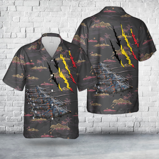 Agusta A109 H46 Helicopter 1st Wing Belgian Air Force (Razzle Blades) Hawaiian Shirt