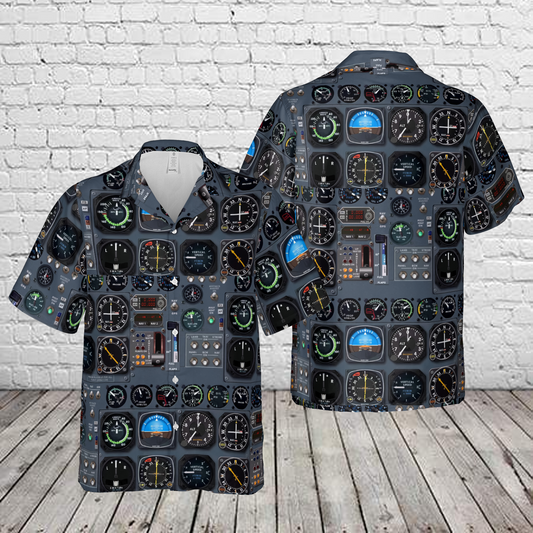 Aircraft Instrument Panel Hawaiian Shirt