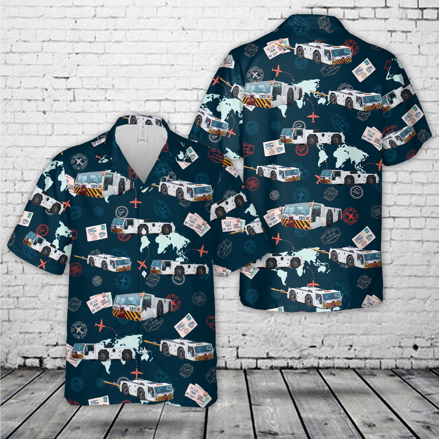 Aircraft Tow Tractor Hawaiian Shirt