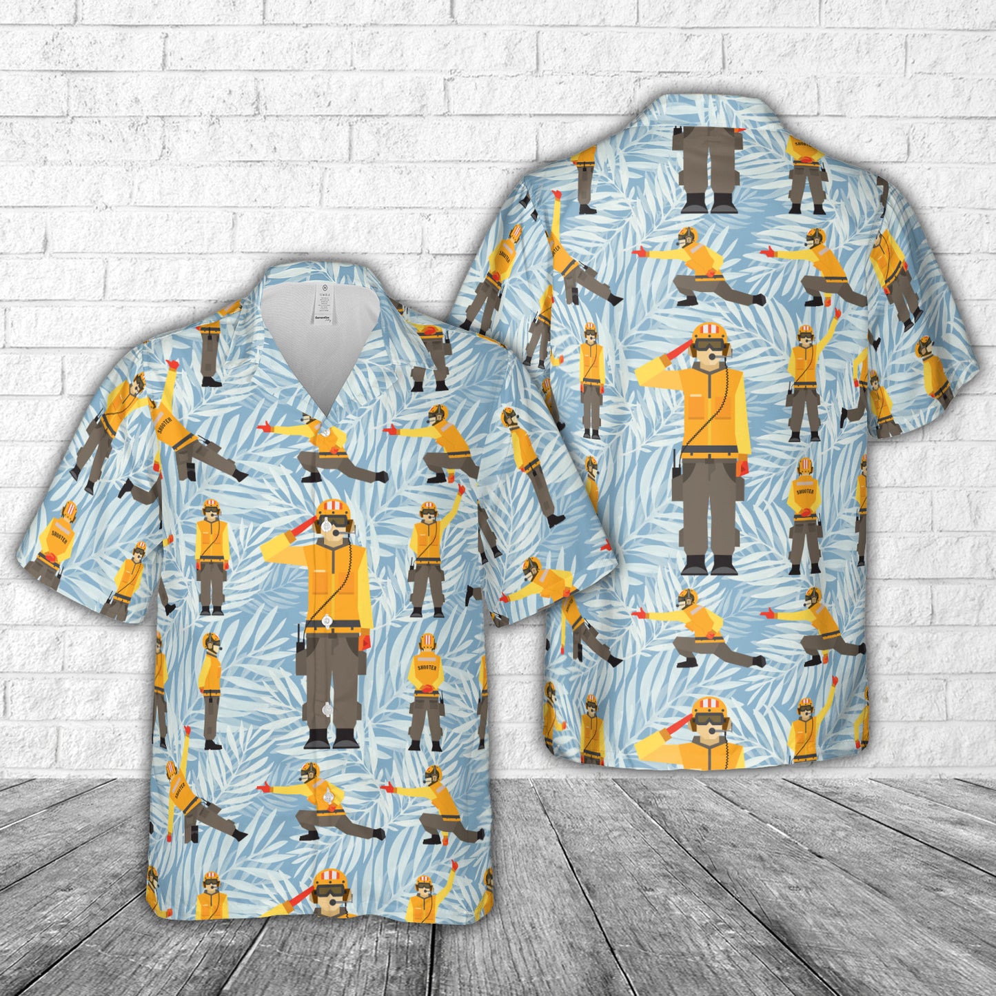 Aircraft carrier shooter signals Hawaiian Shirt