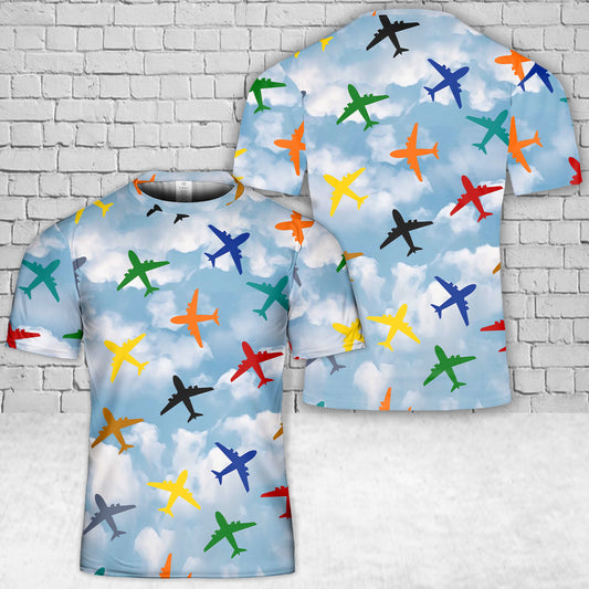 Airplane Colorful T-Shirt 3D
