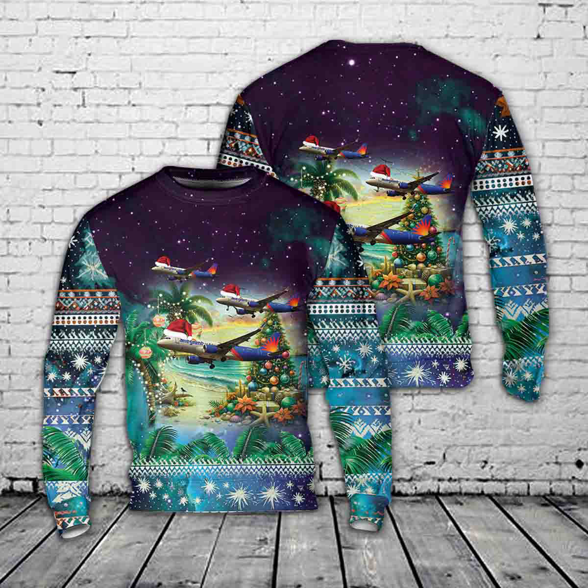 Allegiant Air Airbus A320-214 Christmas AOP Sweater