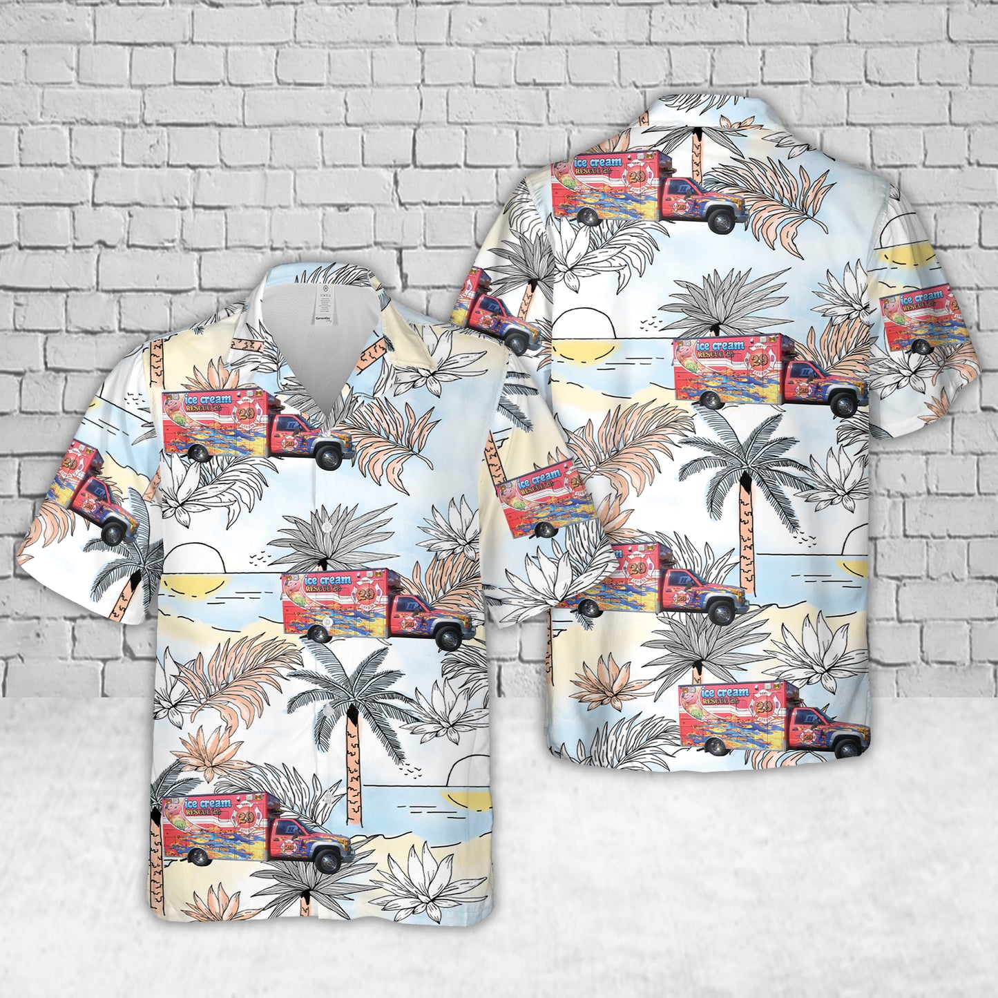 Ambulance Ice Cream Truck Hawaiian Shirt