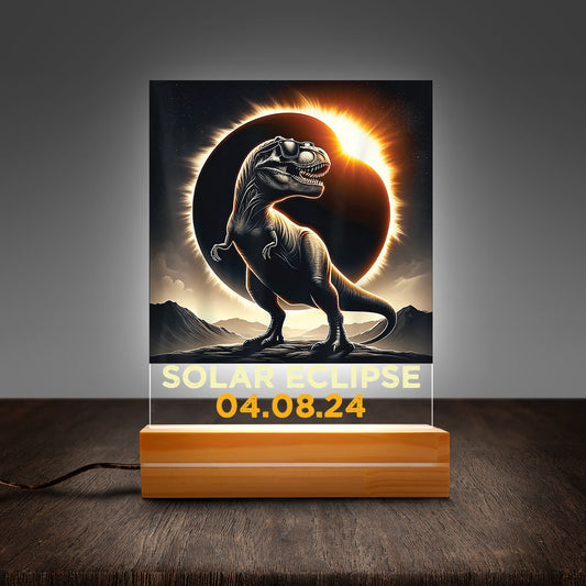 America Totality 04.08.24 Dinosaur Total Solar Eclipse 2024 Custom Shape Photo Night Light