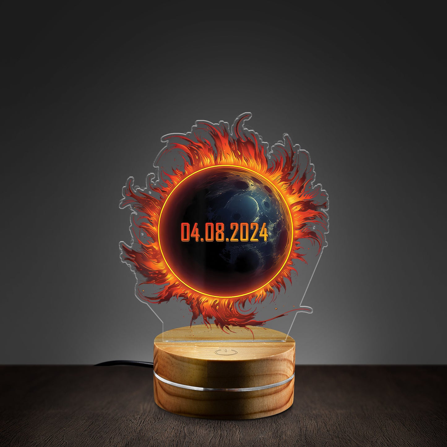 America Totality 04.08.24 Total Solar Eclipse 2024 Custom Shape Photo Night Light