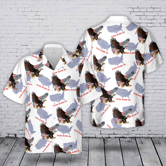 American 250 Years Statue of Liberty Bald Eagle Flag Button Up, 4th of July Patriotic, Independence Day Hawaiian Shirt