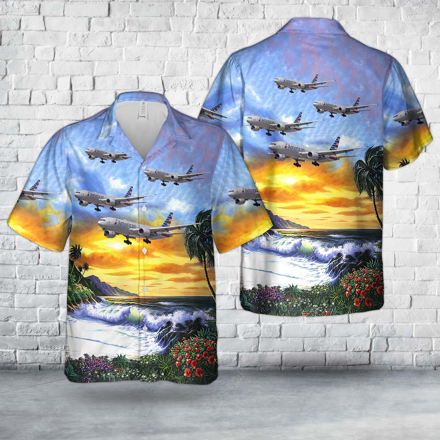 American Airlines Boeing 777-200 "Azriel (Al) Blackman 75 Years" Hawaiian Shirt