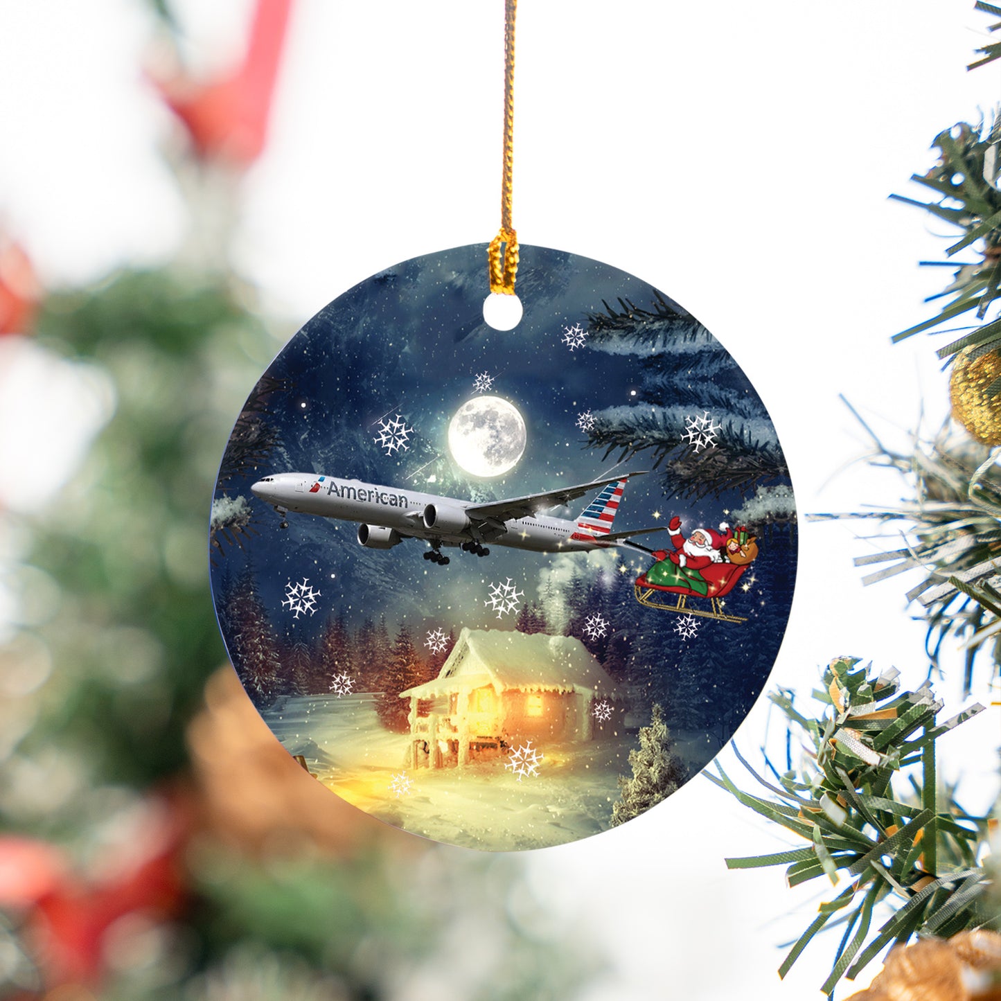 American Airlines Boeing 777-300ER Christmas Ceramic Ornament