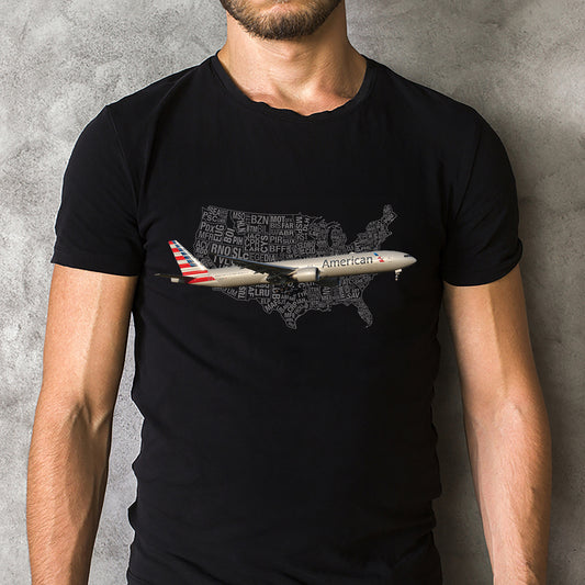 American Airlines Boeing 777-300ER Classic Unisex T-Shirt Gildan 5000 (Made In US)