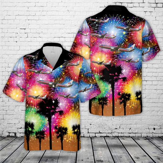 American Airlines Legacy Colors Boeing 737-800, 4th Of July Hawaiian Shirt