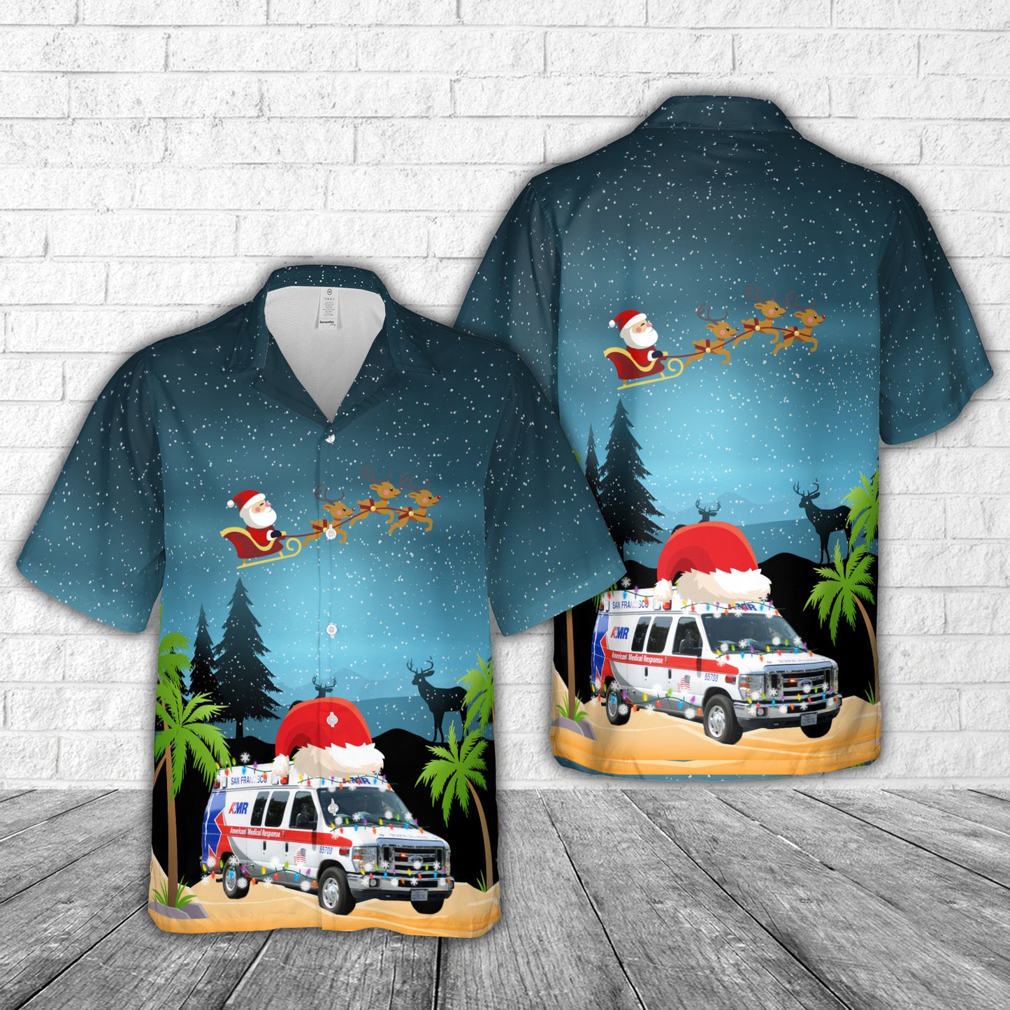 American Ambulance Response San Francisco Christmas Hawaiian Shirt