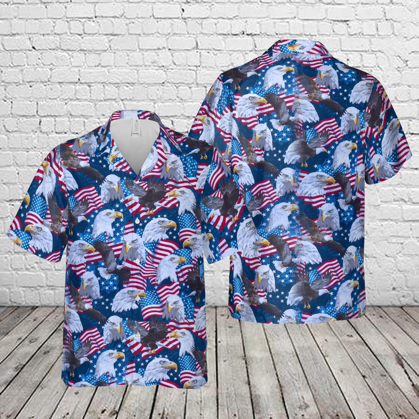 American Bald Eagle USA Flag Hawaiian Shirt