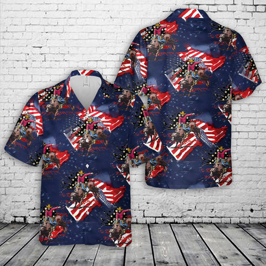 American Bull Riding, 4th Of July Hawaiian Shirt