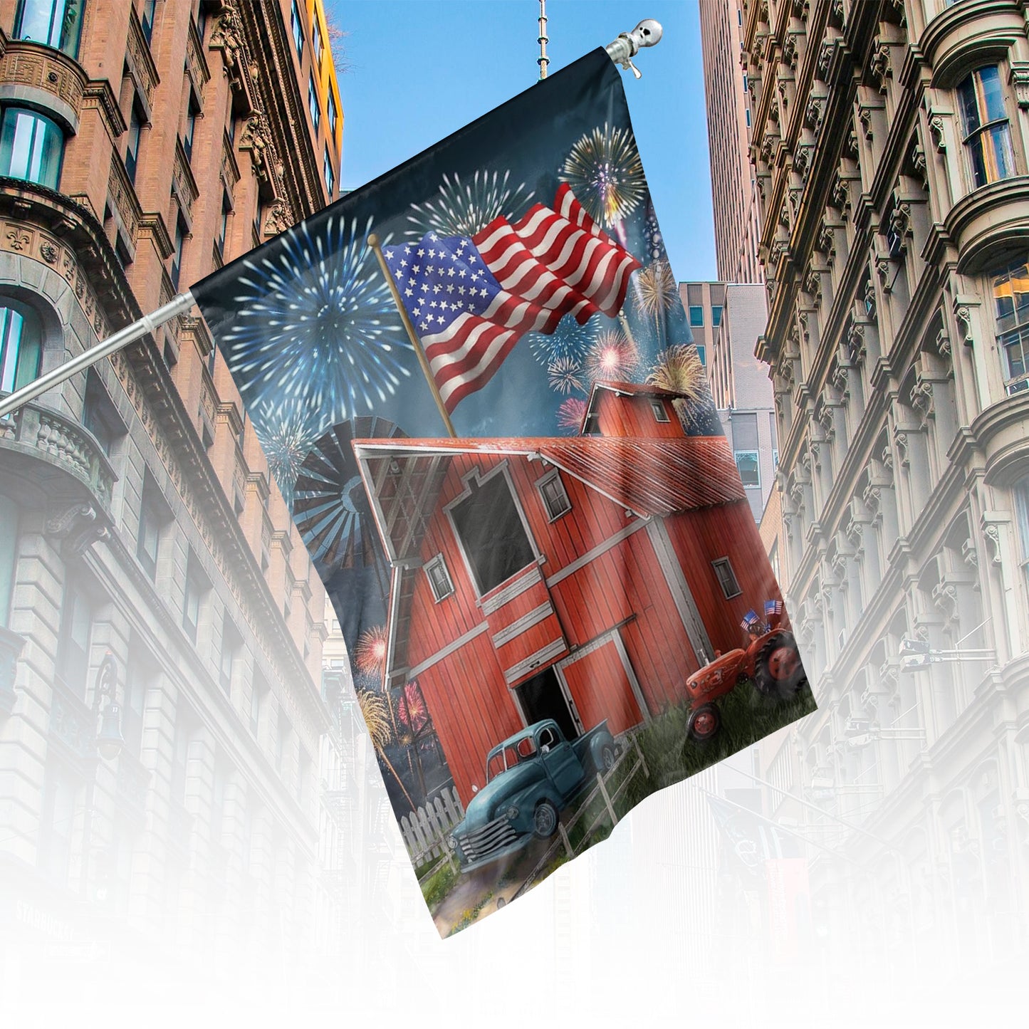 American Celebration Barn Summer 4th of July House Flag