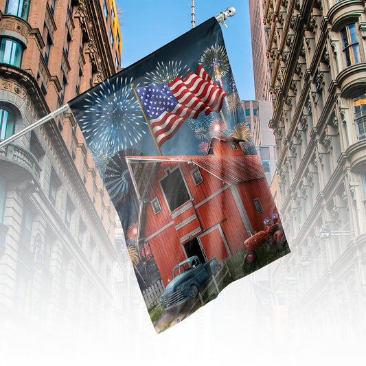 American Celebration Barn Summer 4th of July House Flag