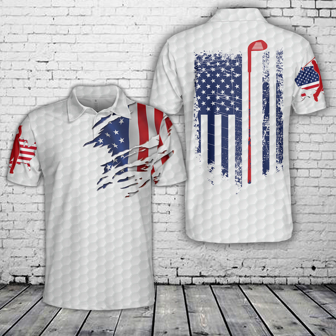 American Flag Golf Polo Shirt
