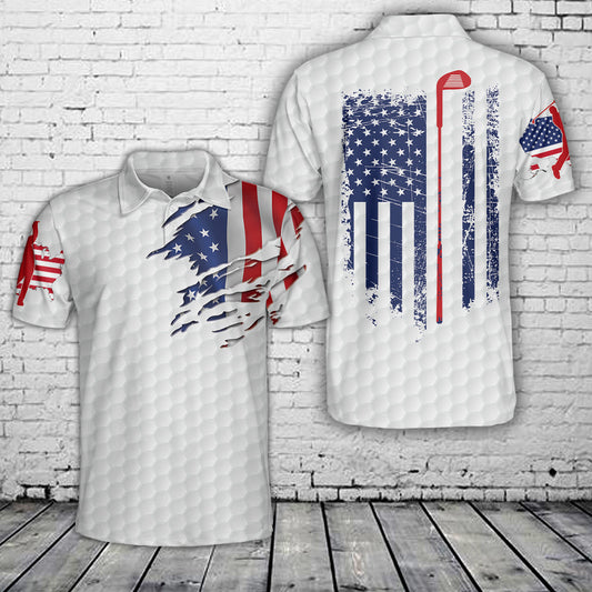 American Flag Golf Polo Shirt